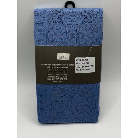 FRENCH CURVE Women's Blue Printed Stretch Pull-on Lightweight Leggings SZ M/L - Picture 3 of 9